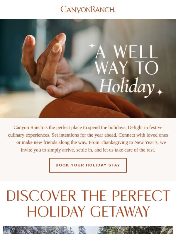 Plan Your Holiday Escape Today email from Canyon Ranch