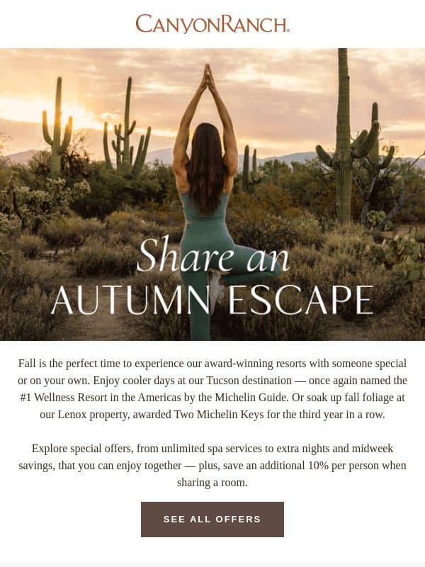 Limited-Time Fall Offers email from Canyon Ranch