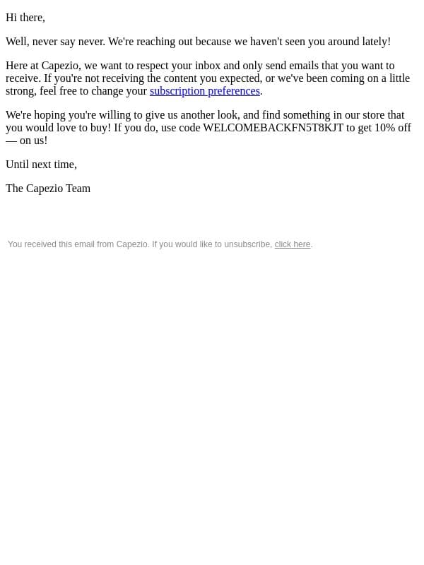 This is the last email you'll ever see... email from Capezio screenshot