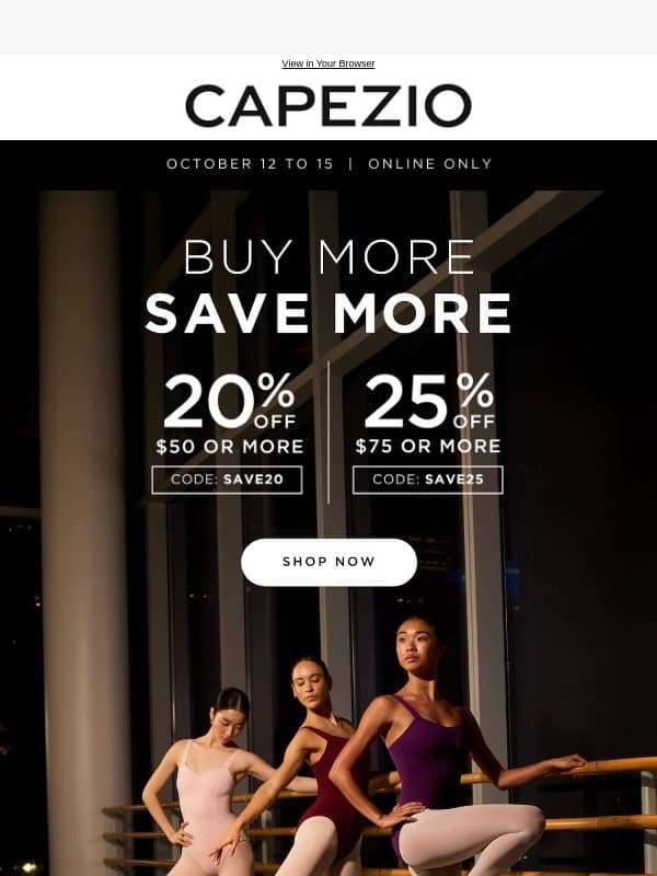 UP TO 25% OFF SITEWIDE! 🌟 email from Capezio