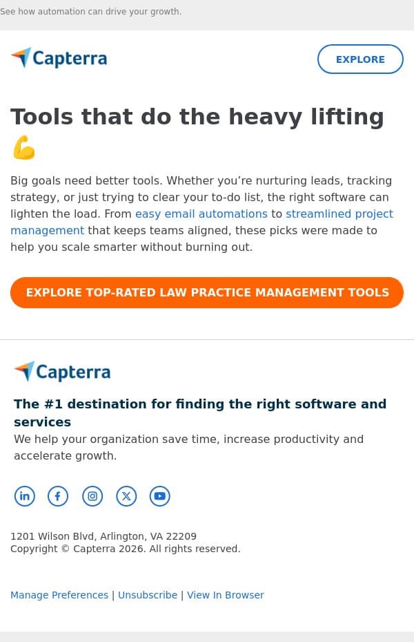 ➡️ Big goals this year? Use this tool email from Capterra screenshot