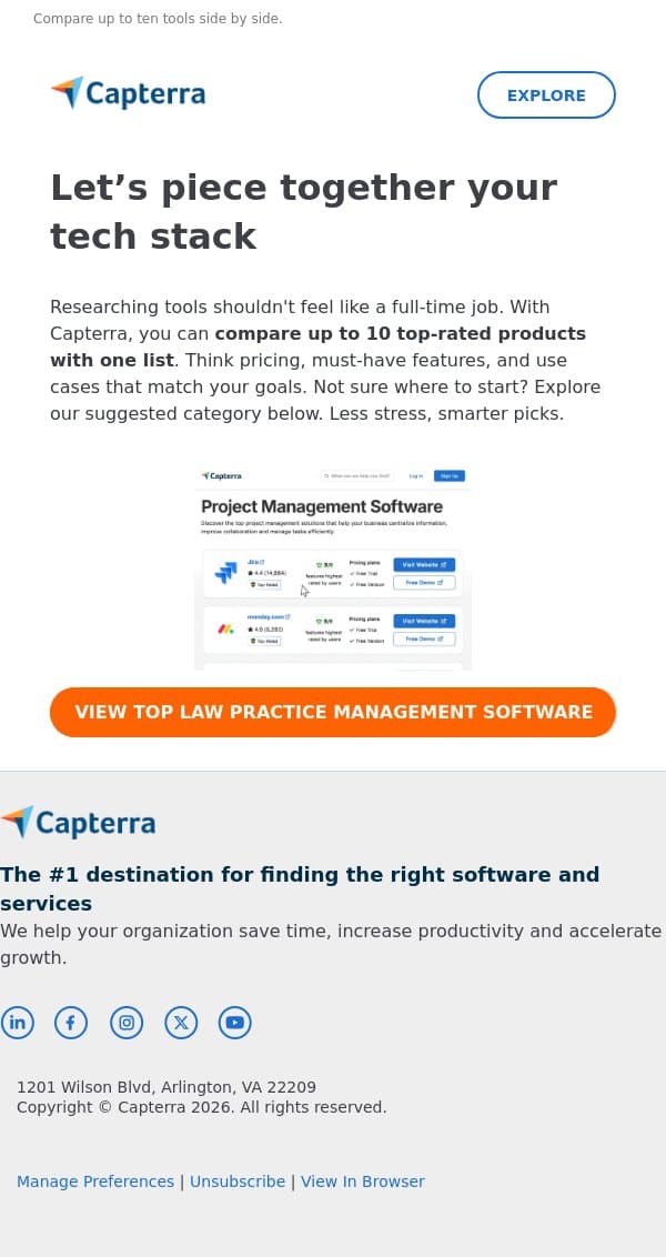 ✅ Compare software easily—here’s how email from Capterra screenshot