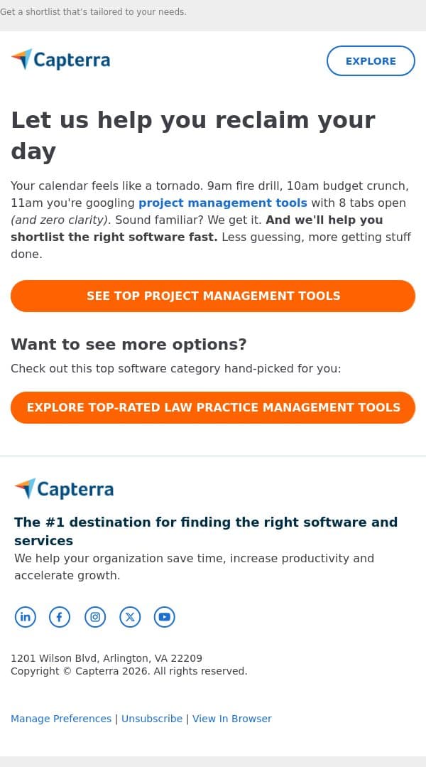 😵💫 Too many tabs? We’ll simplify things email from Capterra screenshot