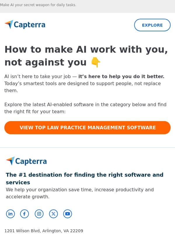 🤖 Stay ahead with AI solutions email from Capterra