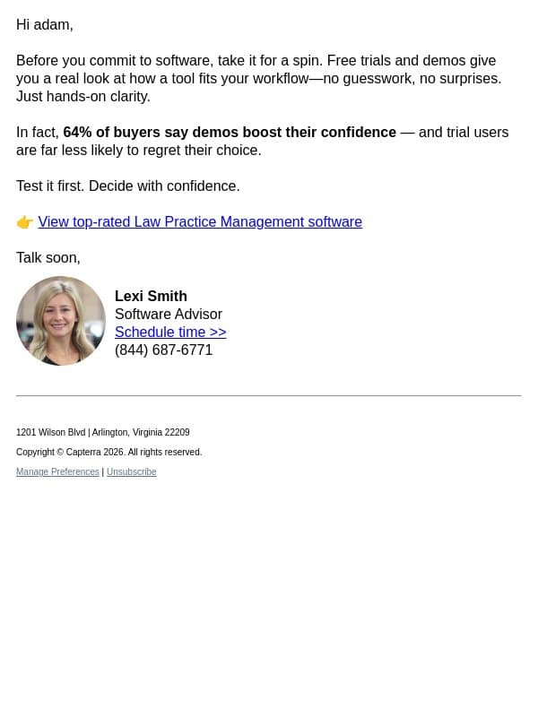 🤔 Why try before you buy software? email from Capterra