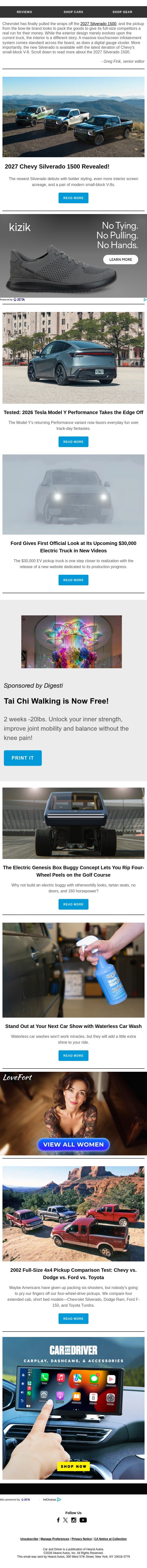 2027 Chevy Silverado 1500 Revealed! email from Car and Driver screenshot