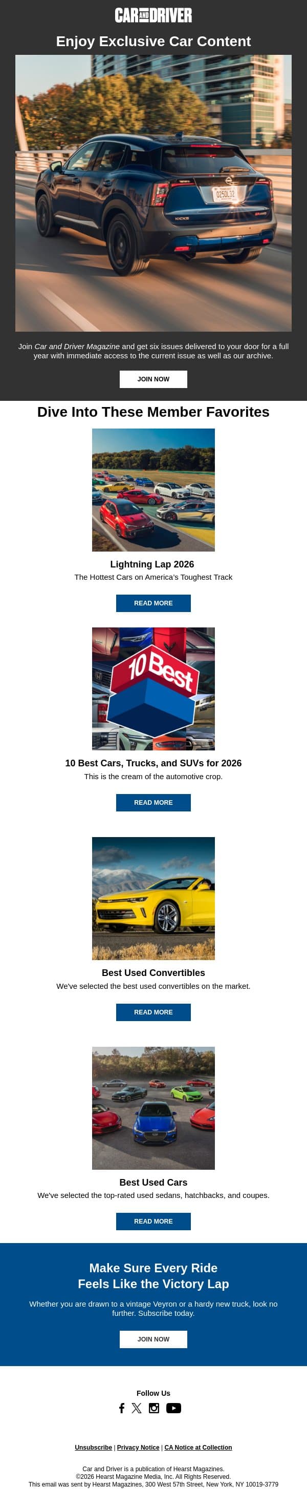 Start Your Engine with Car and Driver email from Car and Driver screenshot