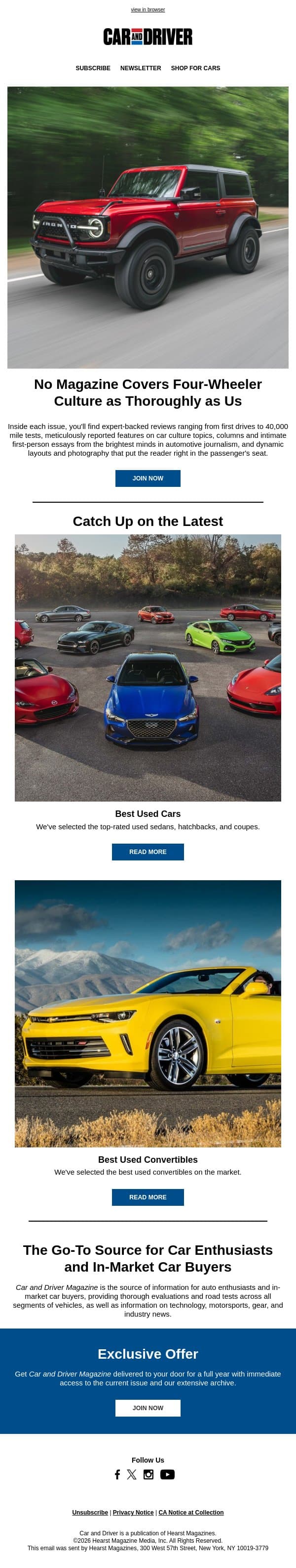 Car Enthusiast? Join Now for $14.99 email from Car and Driver screenshot