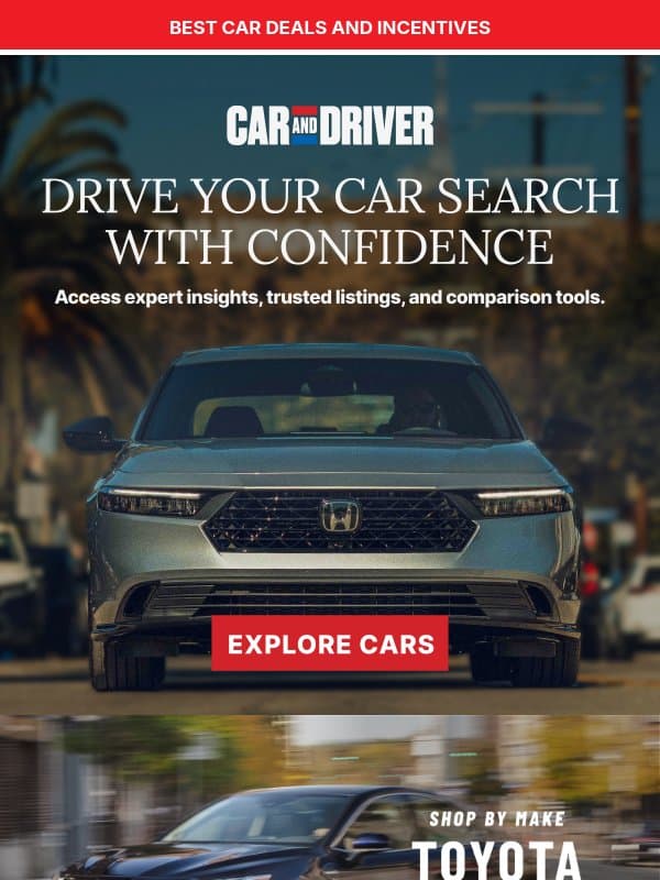 Find Your Next Car with Expert Insight email from Car and Driver