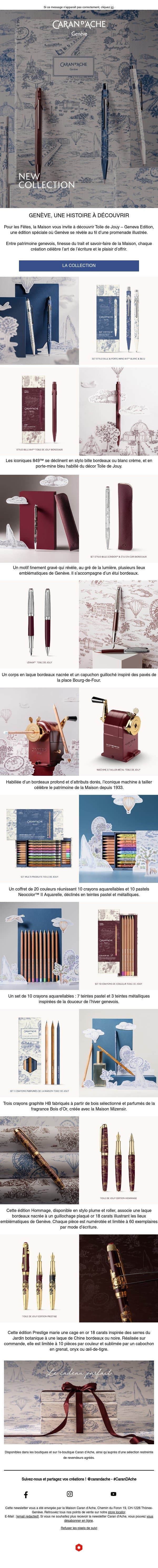 Toile de Jouy – Geneva Edition : les pièces de la collection email from Caran d'Ache screenshot