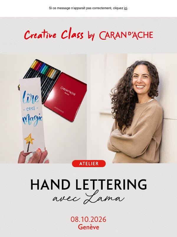 Atelier du mois d’octobre : Hand Lettering email from Caran d'Ache