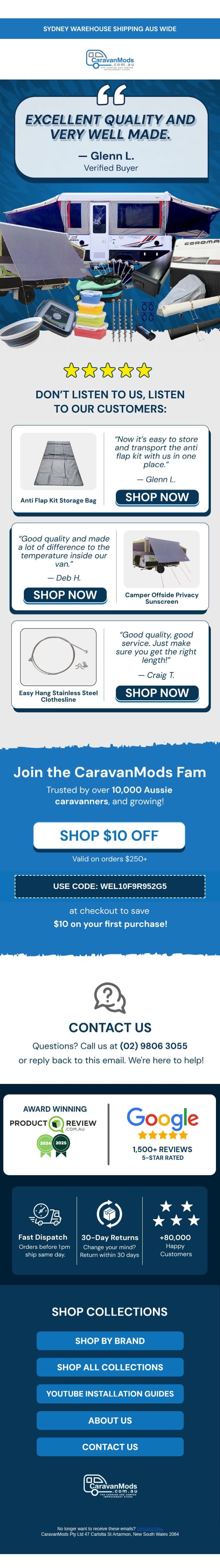 Don't just take our word for it. π email from Caravanmods.com screenshot