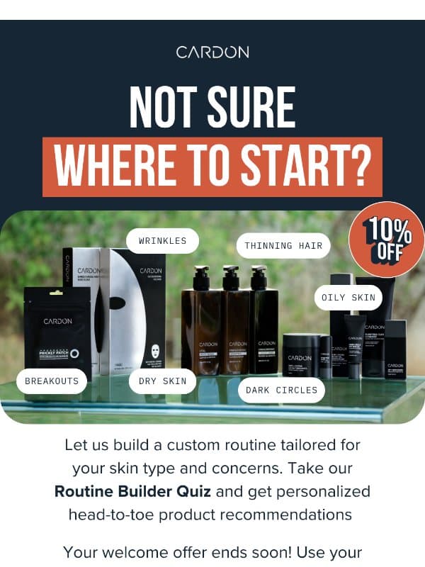 Custom routine just for you! Take the quiz! email from Cardon