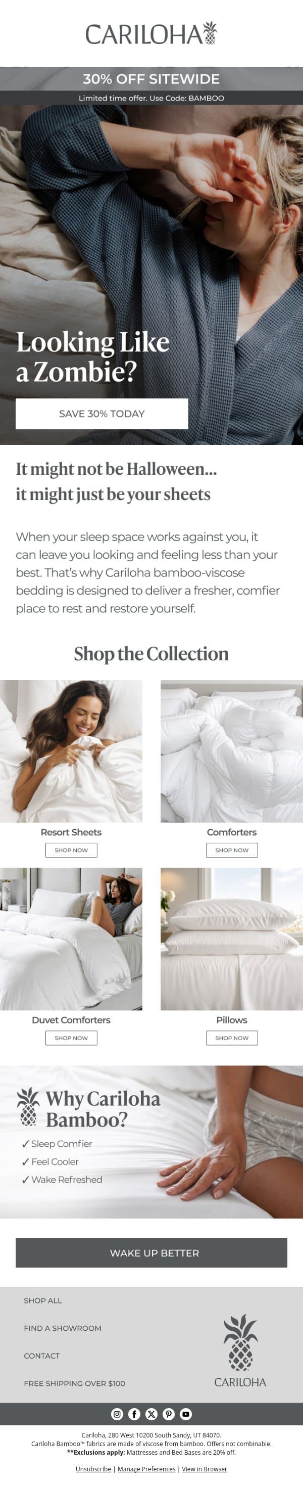 30% OFF // Shop Our BamBOO Favorites email from Cariloha screenshot