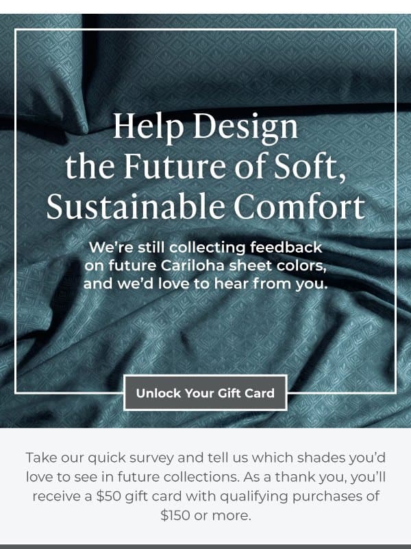 A $50 Gift Card is Yours! email from Cariloha