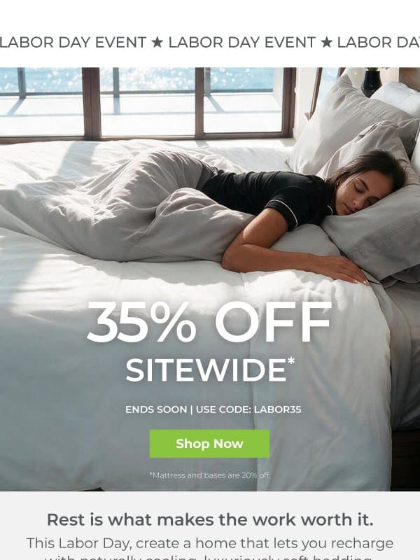 35% OFF SITEWIDE >> Cooler Sleep Starts This Labor Day email from Cariloha