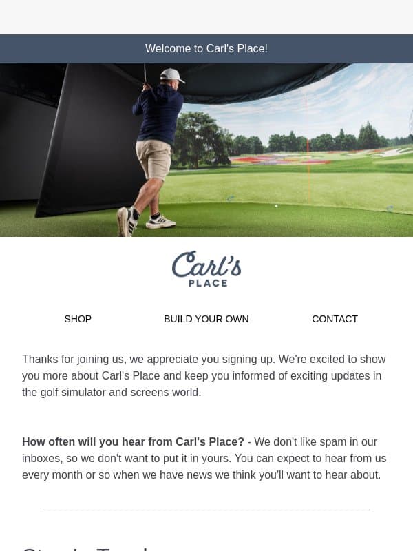 Oh, hey there! Welcome to Carl's Place. email from Carl's Place