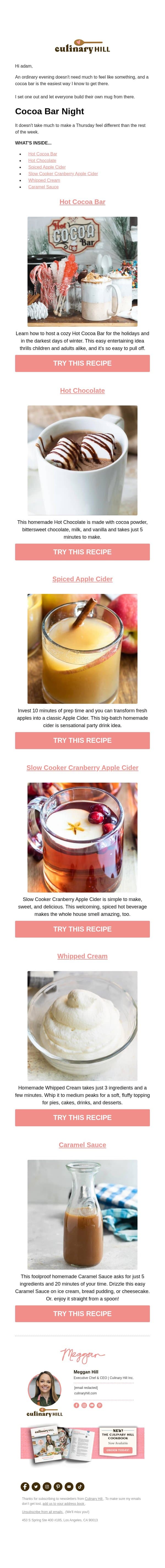 Build a Cocoa Bar for Cold Evenings ☕ email from Carlsbad Cravings screenshot