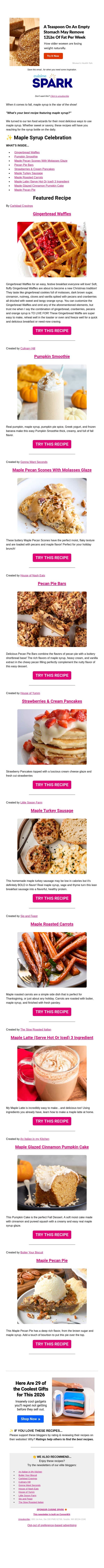 ✨ Maple Syrup Celebration email from Carlsbad Cravings screenshot