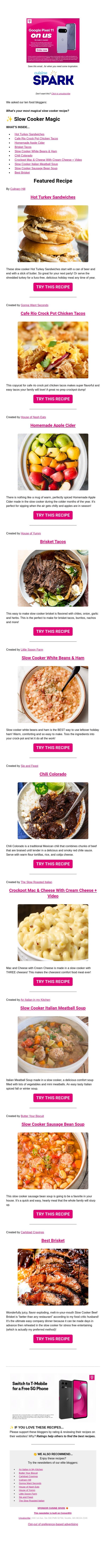 ✨ Slow Cooker Magic email from Carlsbad Cravings screenshot