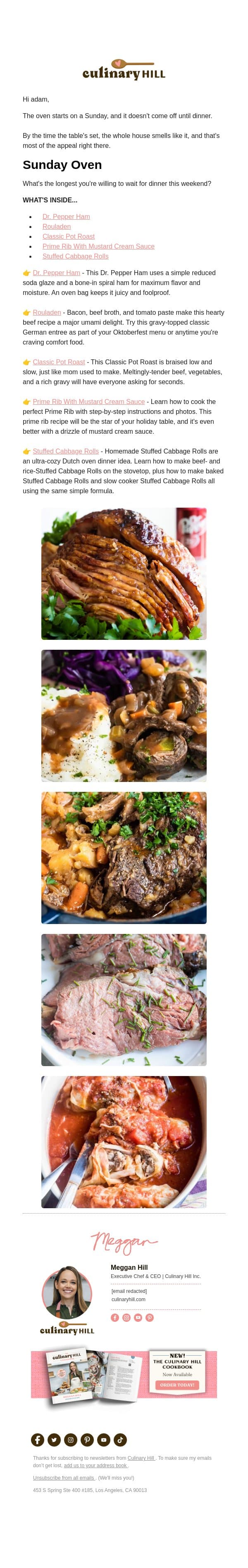 Sunday Belongs to the Slow Roast email from Carlsbad Cravings screenshot
