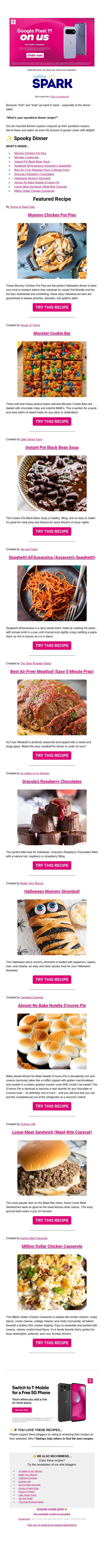 ✨ Spooky Dinner email from Carlsbad Cravings screenshot