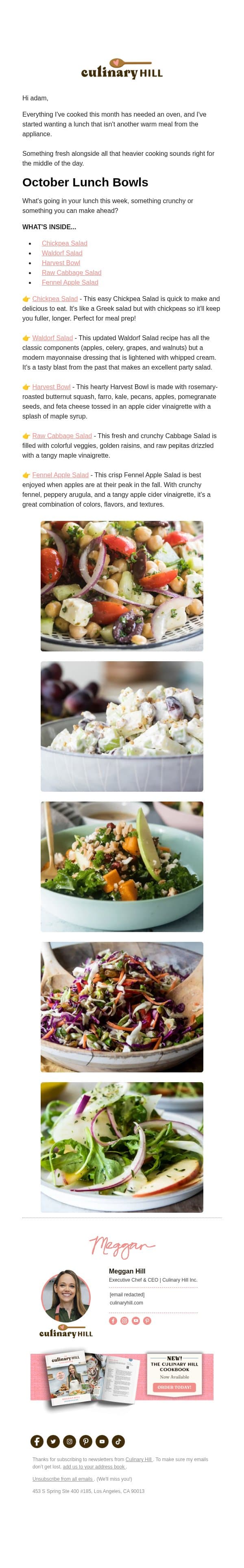 Crisp, Cool-Weather Salads for Lunch email from Carlsbad Cravings screenshot