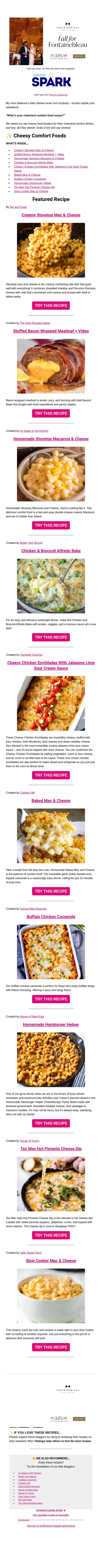 ✨ Cheesy Comfort Foods email from Carlsbad Cravings screenshot