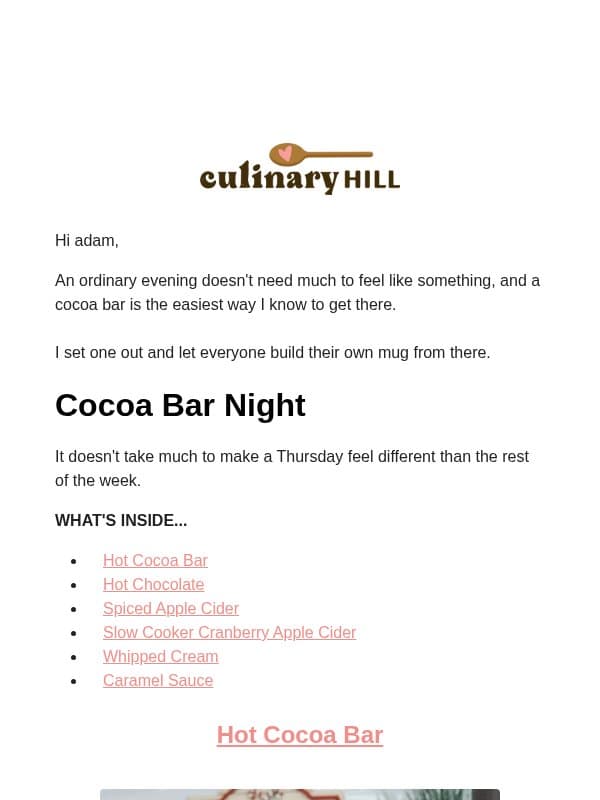 Build a Cocoa Bar for Cold Evenings ☕ email from Carlsbad Cravings