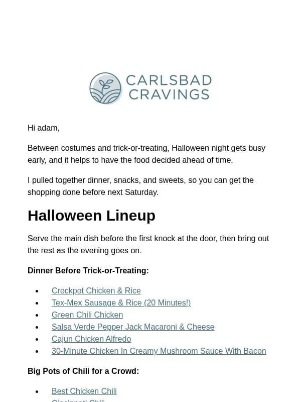 Everything for Halloween Night, All Here 🎃 email from Carlsbad Cravings