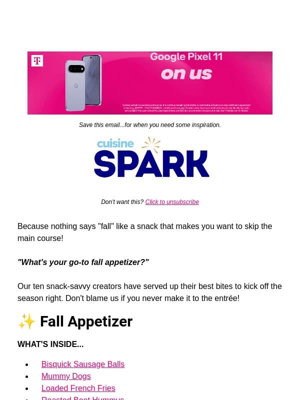 ✨ Fall Appetizer email from Carlsbad Cravings
