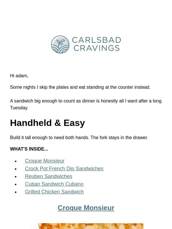 Dinner Between Two Pieces of Bread 🥪 email from Carlsbad Cravings