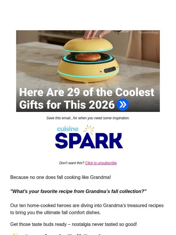✨ Grandma's Fall Recipes email from Carlsbad Cravings