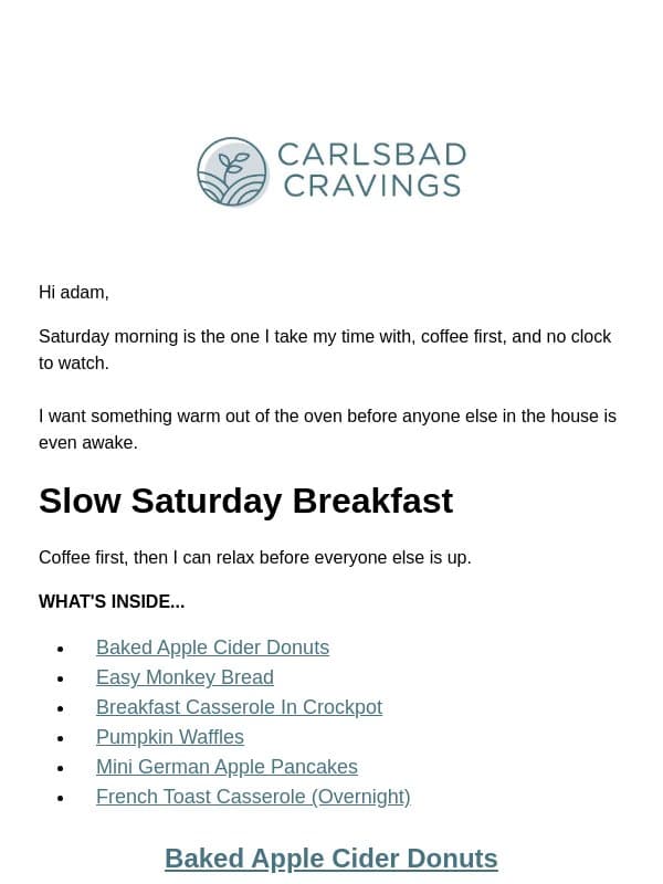 A Slower Morning, Coffee First ☕ email from Carlsbad Cravings