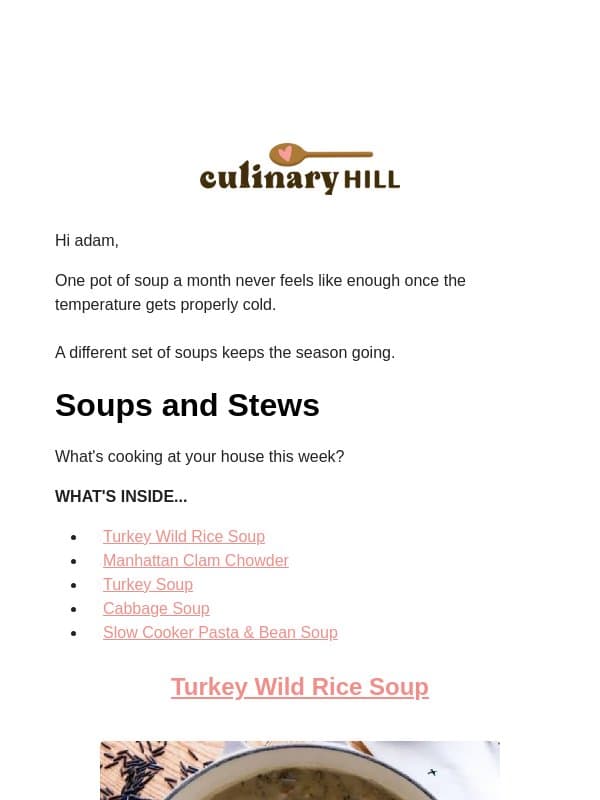 More Soups for the Season email from Carlsbad Cravings