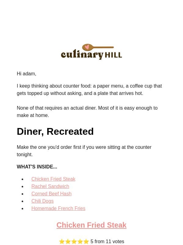 Diner Classics, Made in Your Kitchen email from Carlsbad Cravings
