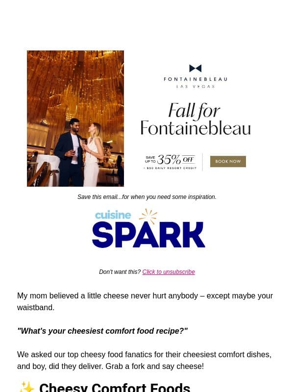β¨ Cheesy Comfort Foods email from Carlsbad Cravings