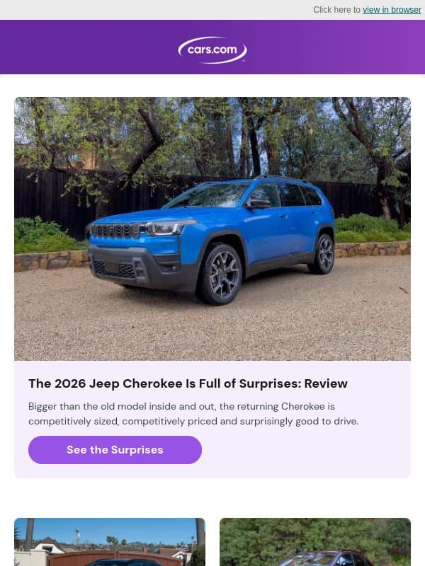 2026 Jeep Cherokee Is Full of Surprises: Review email from Cars.com