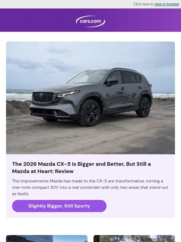 2026 Mazda CX-5 Is Bigger and Better, But Still Sporty email from Cars.com
