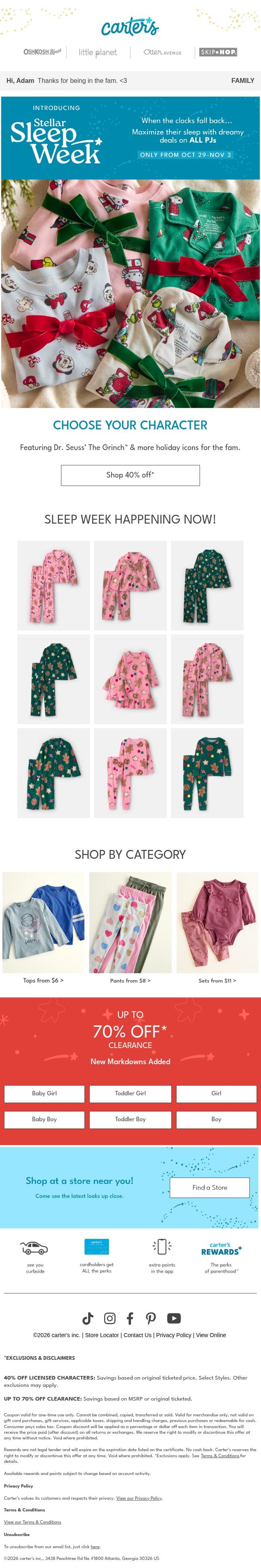 40% off their big-screen besties 🩵 email from Carter's screenshot
