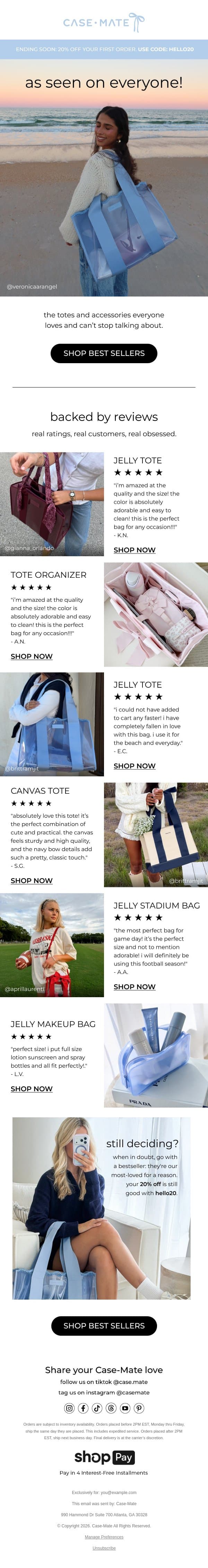 OUR BESTSELLERS, ALL IN ONE PLACE 🩷 email from Case-Mate screenshot