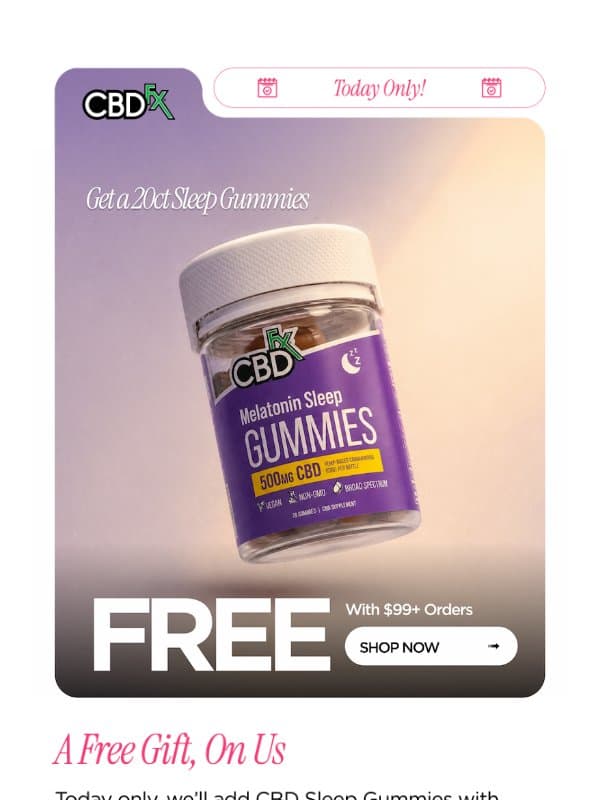 Your free gift ends at midnight PT email from CBDfx