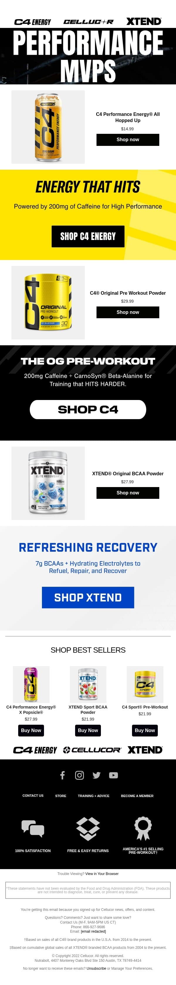 Meet the Top Sellers 🏆 email from Cellucor screenshot