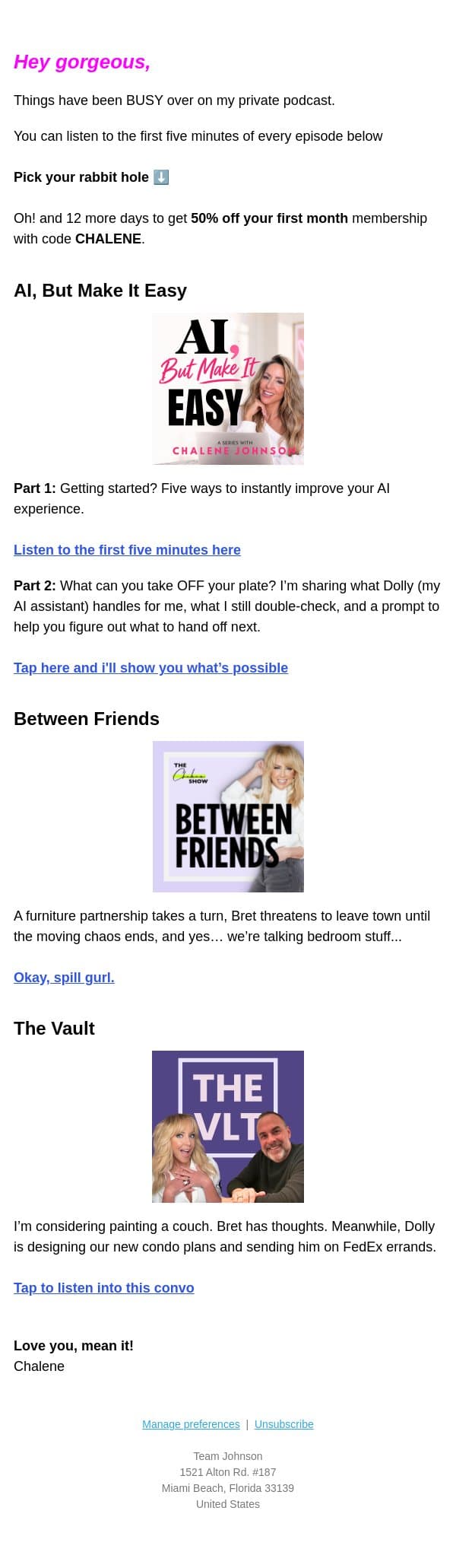 Five minutes. Pick your rabbit hole. ๐ email from Chalene Johnson screenshot