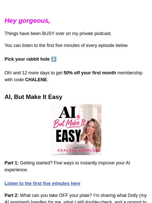 Five minutes. Pick your rabbit hole. π email from Chalene Johnson