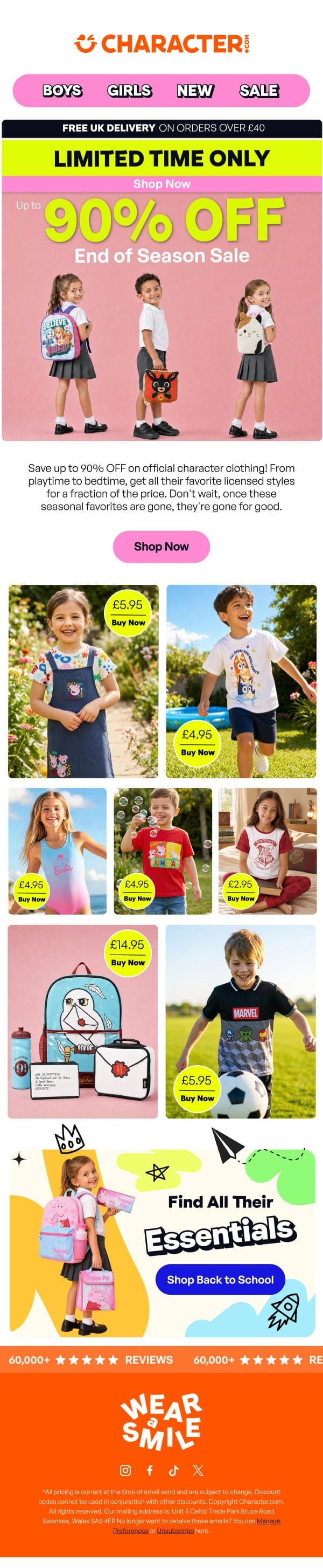 Big Smiles. Tiny Prices. Up To 90% Off 😍 email from Character screenshot