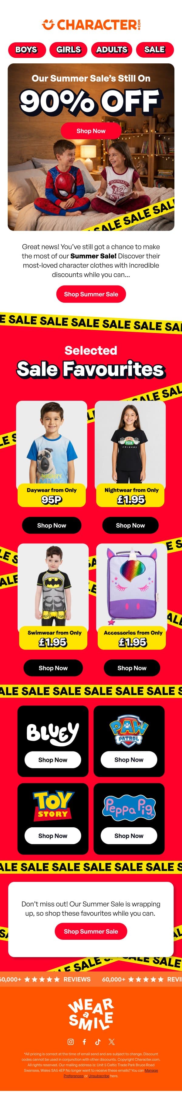 Still Haven’t Shopped the Summer Sale…? email from Character screenshot
