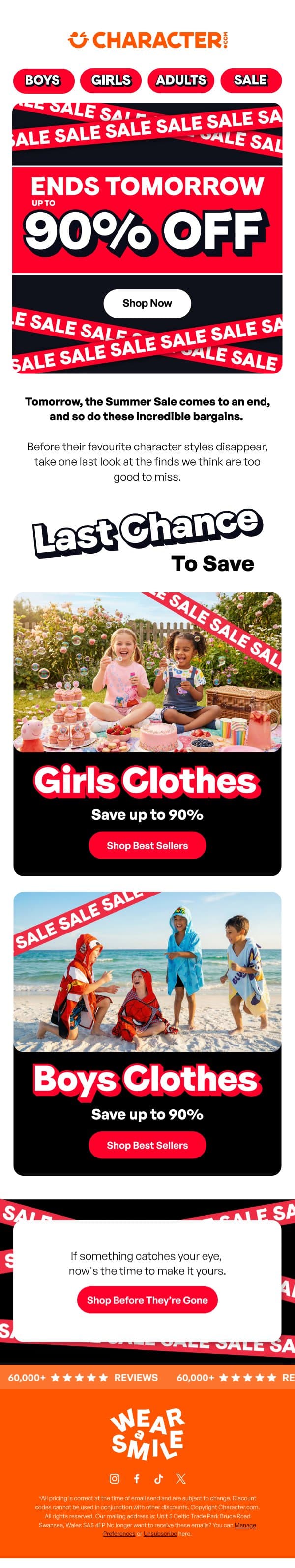 ⚠️ Sale Ends Tomorrow ⚠️ email from Character screenshot