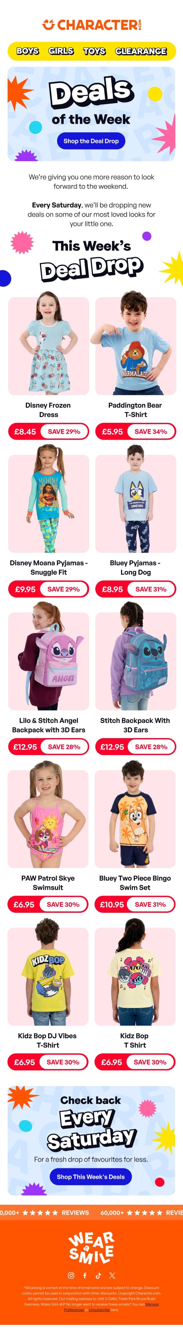 Introducing the Saturday Deal Drop 🔥 email from Character screenshot