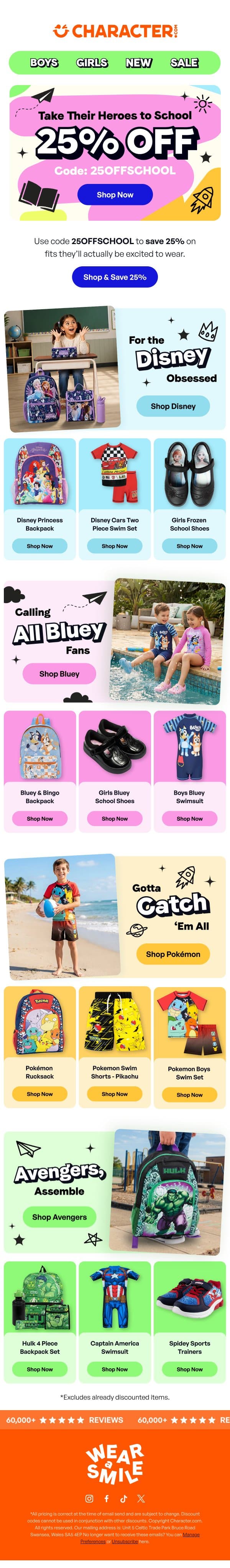 25% Off Their Favourite Characters email from Character screenshot